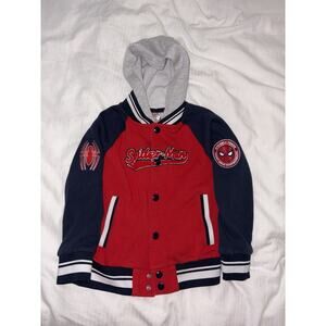 Marvel Spider-Man Hoodie Varsity Hooded Jacket Full Button Toddler Boys Size 5
